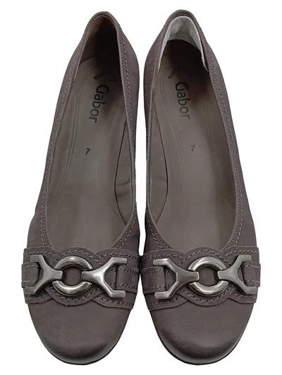 Gabor Best Fitting Damen Pumps Grau Leder Gr. 40 mit Schnalle