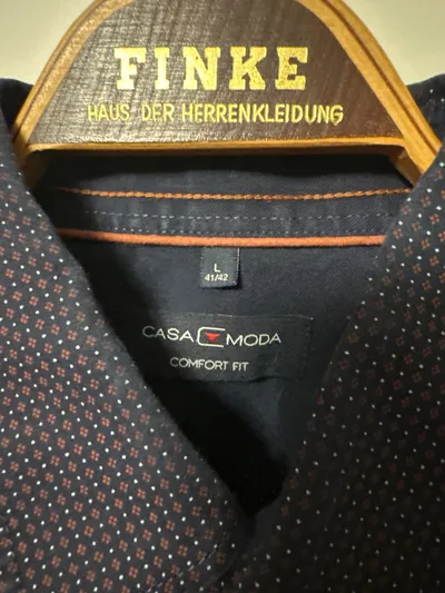 CASAMODA Herren Business Hemd Comfort Fit Gr. L 41/42 Blau Gepunktet