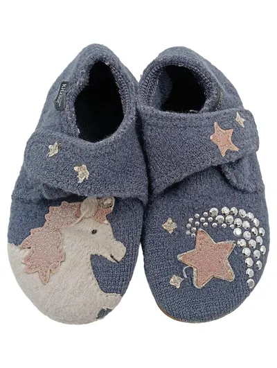 Living Kitzbühel Hausschuhe Mädchen Einhorn Sterne Blau Gr. 23