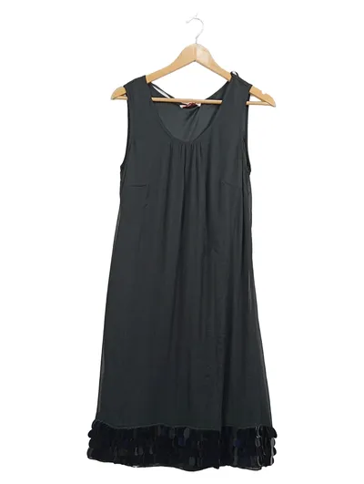 sheego Festliches Kleid Damen Gr. 42 Schwarz Elegant Pailletten Ärmellos