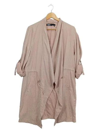 ZARA Damen Übergangsjacke Wasserfallkragen Rosa Gr. L Leichte Jacke