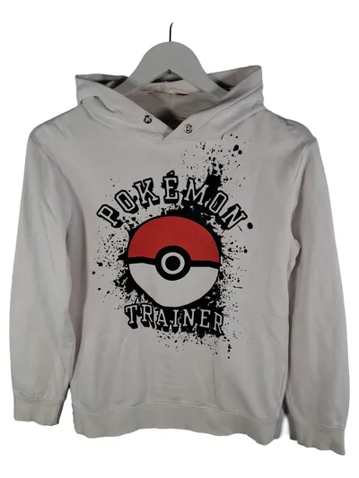 H&M Pokémon Trainer Kapuzenpullover Kinder Gr. 146/152 Weiß Hoodie