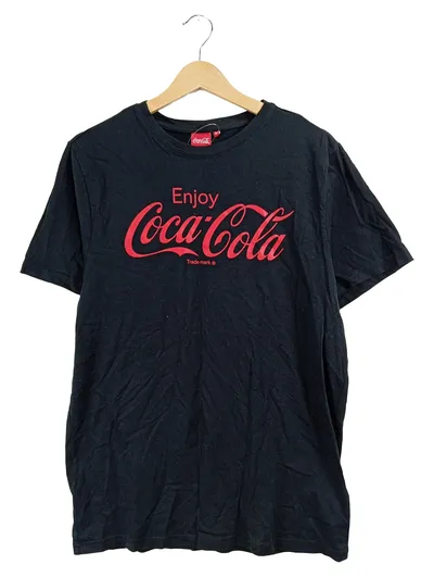 Coca-Cola Herren T-Shirt Schwarz Gr. M Retro Logo-Print