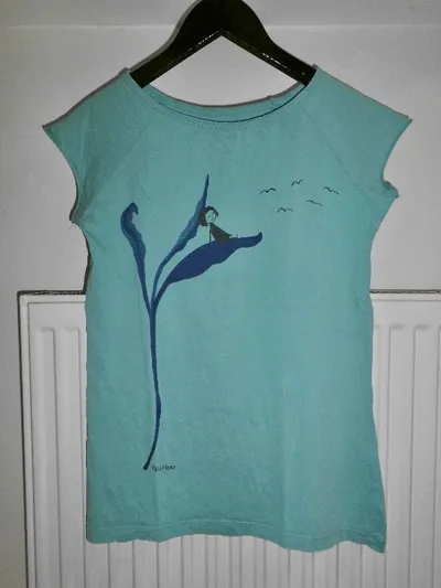FellHerz Damen T-Shirt Print Türkis Gr. S Fair Organic Bio-Baumwolle
