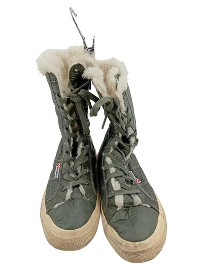 Superga Damen Schneestiefel Winterstiefel Oliv Gr. 38 Kunstfell gefüttert