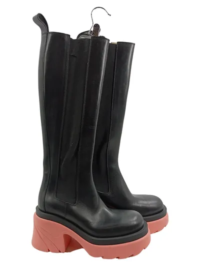 Bottega Veneta Damen Kniestiefel Schwarz Gr. 38 Leder Chelsea Boot