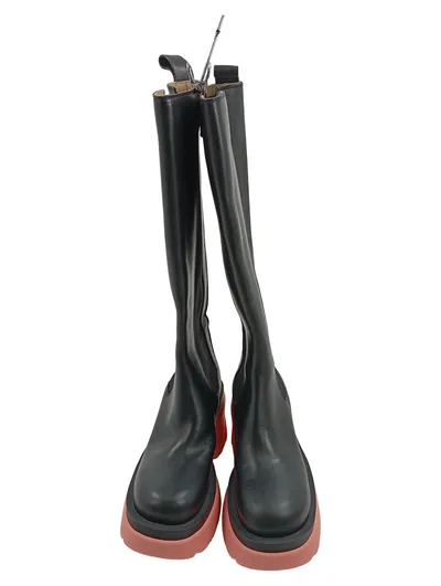 Bottega Veneta Damen Kniestiefel Schwarz Gr. 38 Leder Chelsea Boot