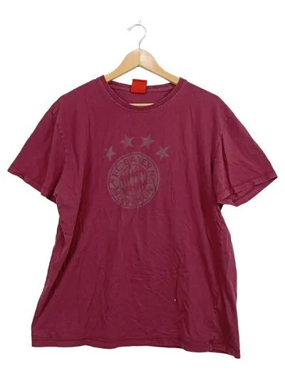 FC Bayern München T-Shirt Herren XL Rot Logo-Print Fan Shirt