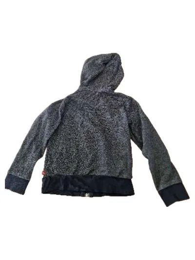 Okaïdi Sweatjacke Kinder Gr. 122 Blau Meliert Kapuze Basketball Wolle