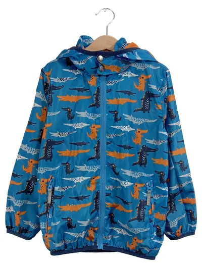 Maxomorra Kinder Regenjacke Blau Gr. 122 Alligator Tiermotive