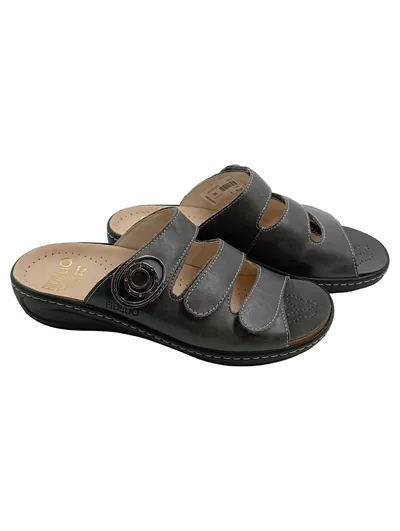 FIDELIO Damen Sandalen Fabia F 1/2 Grau Leder Gr. 39 Komfort Klettverschluss