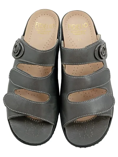 FIDELIO Damen Sandalen Fabia F 1/2 Grau Leder Gr. 39 Komfort Klettverschluss