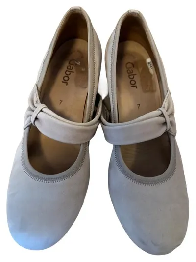 Gabor Damen Schuhe Pumps Mary Jane Leder Beige Gr. 40.5 Klassisch