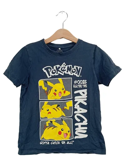 NAME IT Kinder T-Shirt Fanshirt Pokémon Pikachu Blau Gr. 122, 128 Baumwolle
