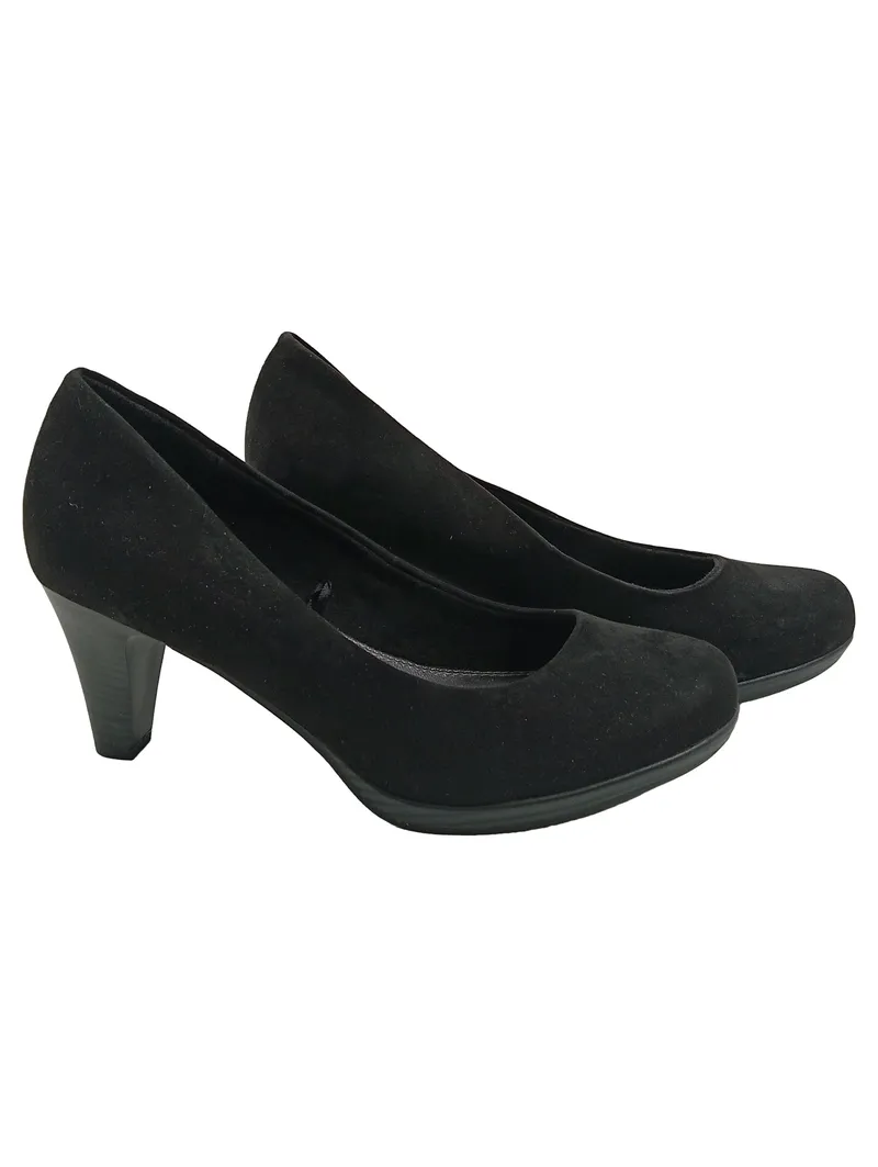 Marco Tozzi Damen Pumps Absatzschuhe Schwarz Wildleder Gr. 39 8cm Absatz 1