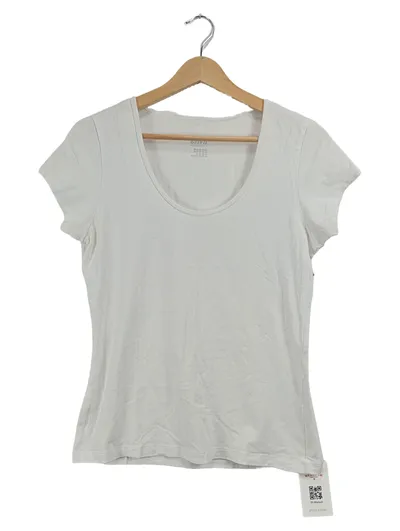 Crivit Damen T-Shirt Basic Weiß Gr. 40/42 Kurzarm Rundhals