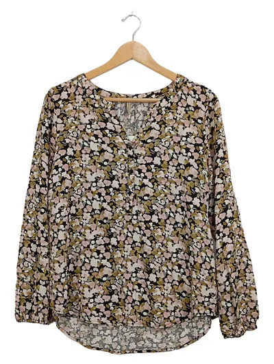 Soyaconcept Damen Bluse Blumenmuster Gr. M Viskose Rosa Schwarz