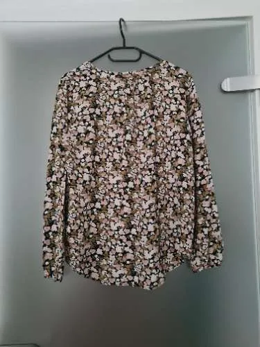 Soyaconcept Damen Bluse Blumenmuster Gr. M Viskose Rosa Schwarz