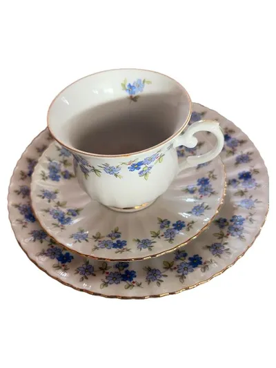 Seltmann Weiden Sammelgedeck 3-teilig Tasse Untertasse Kuchenteller Blumen