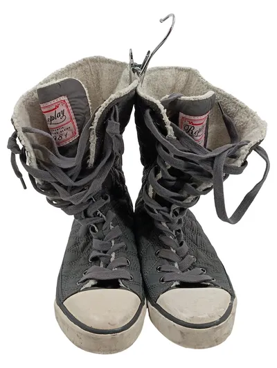 Replay Damen Stiefel High-Top Winter Boot Grau Gr. 38 Gefüttert Schnürung