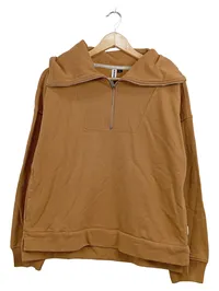 ALEX Damen Pullover Half-Zip Hoodie Braun Gr. L Casual Sweatshirt 1