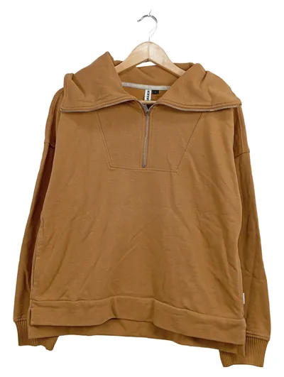 ALEX Damen Pullover Half-Zip Hoodie Braun Gr. L Casual Sweatshirt