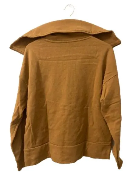 ALEX Damen Pullover Half-Zip Hoodie Braun Gr. L Casual Sweatshirt 3