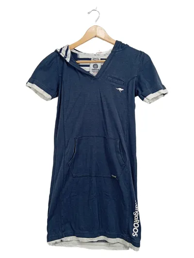 KangaROOS Damen Hoodie Kleid Blau Gr. 32 XXS Kapuze Logo Baumwolle