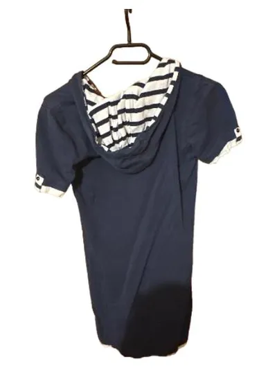 KangaROOS Damen Hoodie Kleid Blau Gr. 32 XXS Kapuze Logo Baumwolle