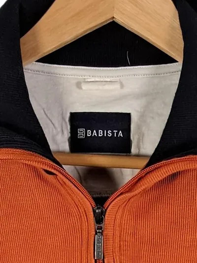 Babista Herren Pullover 1, 4 Zip Troyer Gr. 52 Orange Rippstrick Logo