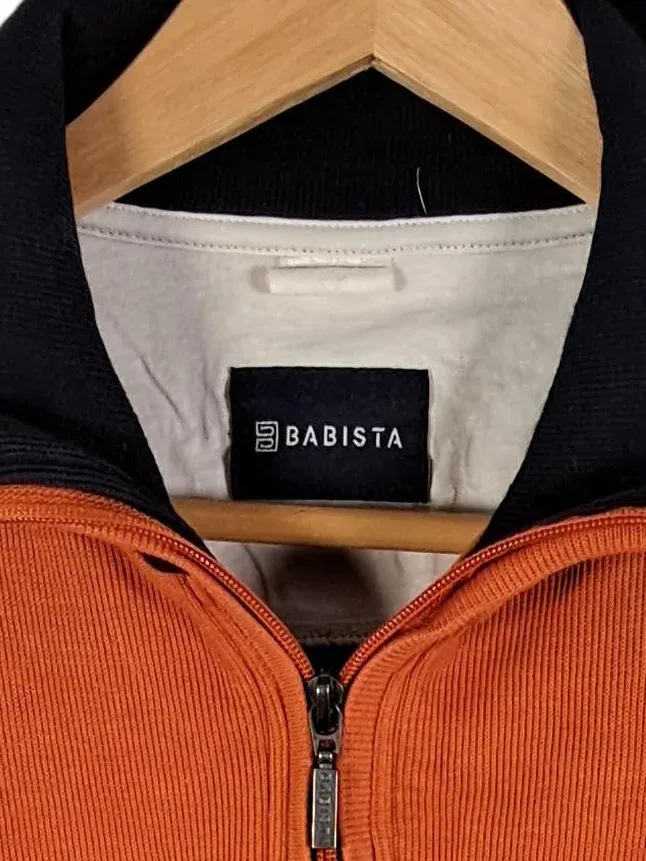Babista Herren Pullover 1, 4 Zip Troyer Gr. 52 Orange Rippstrick Logo 2
