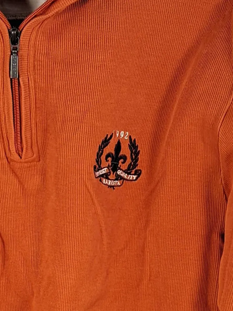 Babista Herren Pullover 1, 4 Zip Troyer Gr. 52 Orange Rippstrick Logo 3
