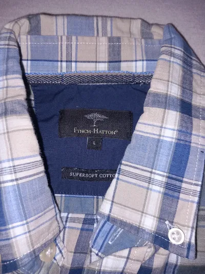 Fynch-Hatton Herren Karohemd Kurzarm Supersoft Cotton Gr. L Blau Grün