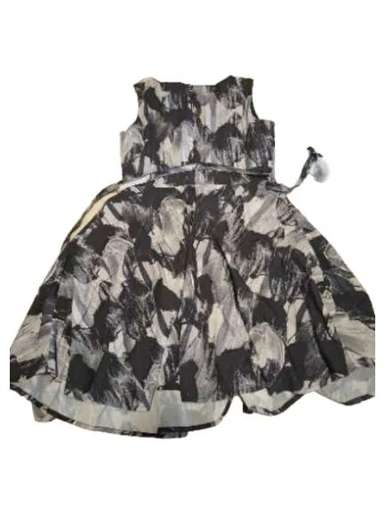 ISKA London Damen Kleid Gr. 40 Grau Schwarz Abstrakt A-Linie Freizeitkleid 3