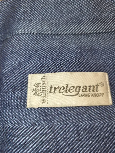 Trelegant Herren Hemd Gr. 43, 44 Blau Fischgrät Retro Langarm Baumwolle