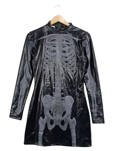 Smiffys Skelett Kostüm Kleid Damen Schwarz Gr. S Halloween Party