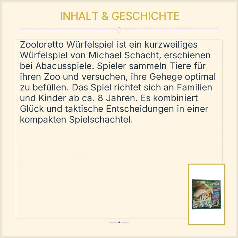 Zooloretto Würfelspiel Abacusspiele Michael Schacht Familienspiel Zoo 4