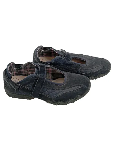 Mephisto Damen Slipper Blau Gr. 37.5 Leder Klettverschluss Komfortabel