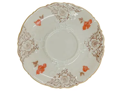 Schirnding Bavaria Untertasse Unterteller Porzellan Blumenmuster Gold 14cm