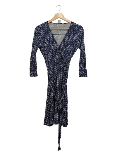 Anna Field Wickelkleid Damen Gr. 38 Blau Geometrisch Viskose