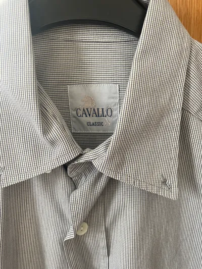 Cavallo Herren Business Hemd Grau Gestreift Gr. 39, M Langarm Baumwolle
