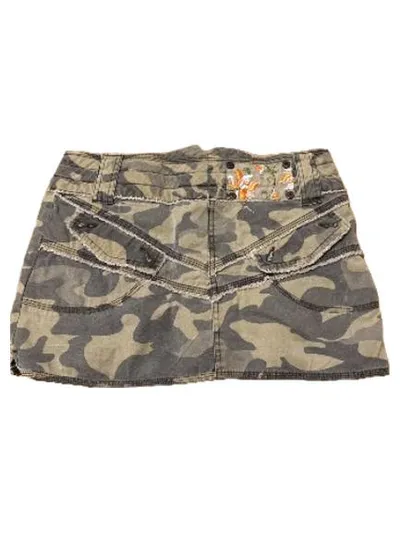 Fishbone Damen Minirock Camouflage Grün Gr. 34/XS Baumwolle Streetwear