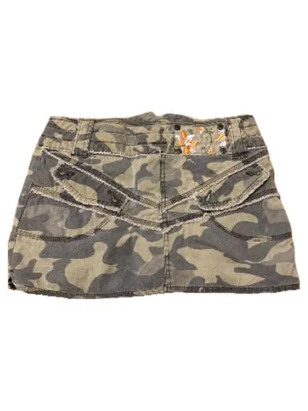 Fishbone Damen Minirock Camouflage Grün Gr. 34/XS Baumwolle Streetwear 2