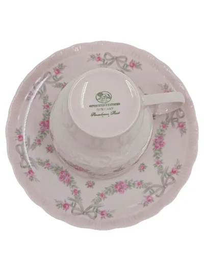 Hutschenreuther Porcelaine Rose Tasse und Unterteller Rosa Blumenmuster