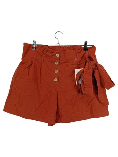 Noisy May Damen Shorts Stoffhose Knopfleiste Bindegürtel Orange Gr. L