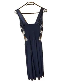 Eva & Lola Abendkleid Damen Gr. 36 S Blau Strasssteine Glamourös Festlich 2