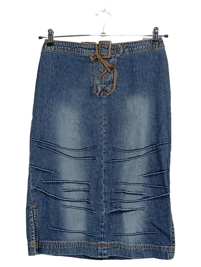 Crazy World Jeansrock Damen Gr. 36 Blau Midi Schnürung Vintage