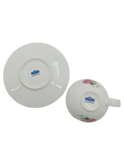 Van Well Kaffeetasse Untertasse Blumenmuster New Bone China Porzellan Set