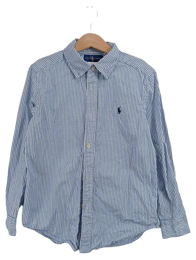 Ralph Lauren Business Hemd Kinder Gr. 130/128 Blau Gestreift Baumwolle