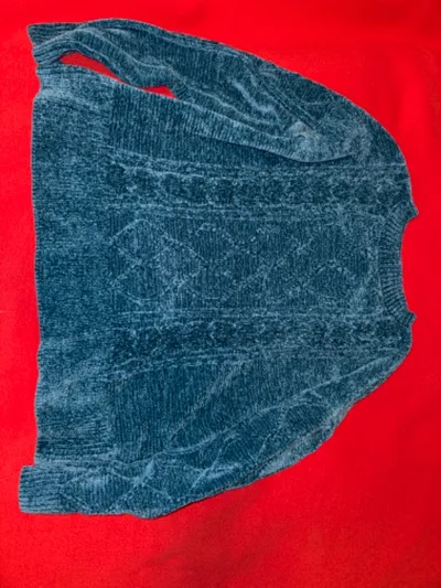 Springfield Damen Pullover Zopfstrick Petrol Blau Gr. M Chenille